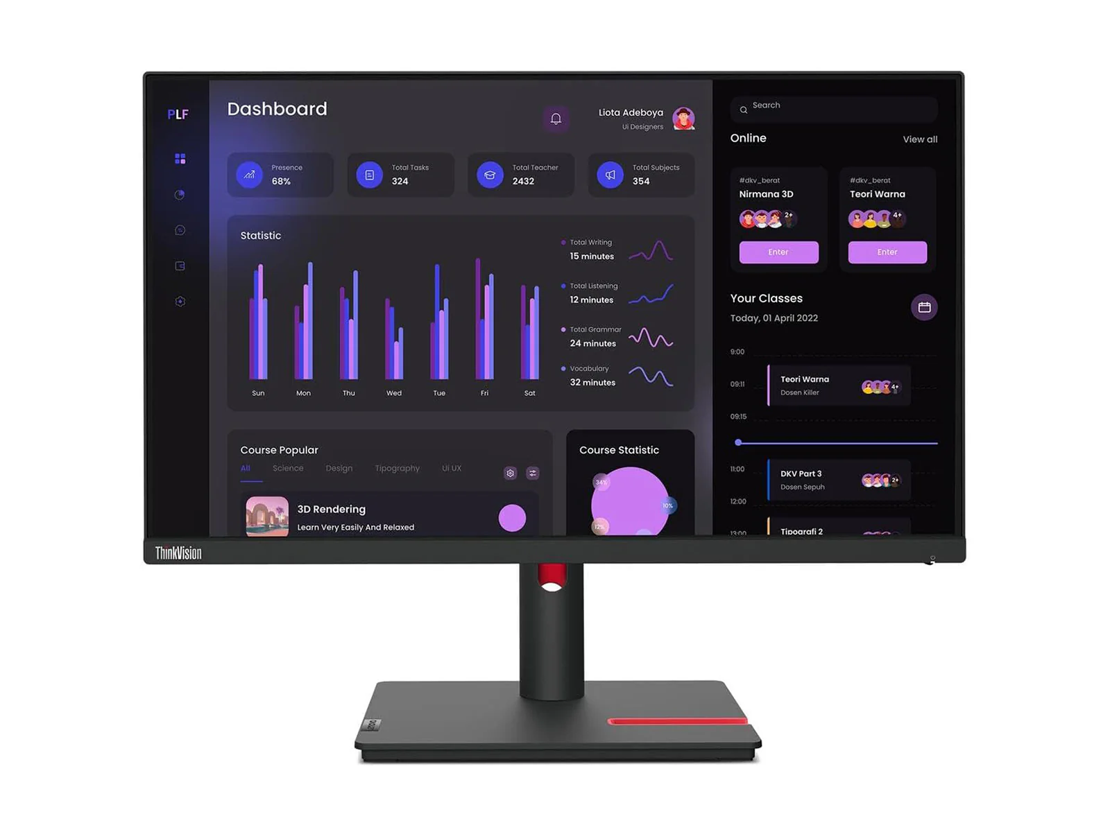 Lenovo ThinkVision T24i-30 24" Full HD 1920 x 1080 Color Display Monitor (63CFMAR1US)